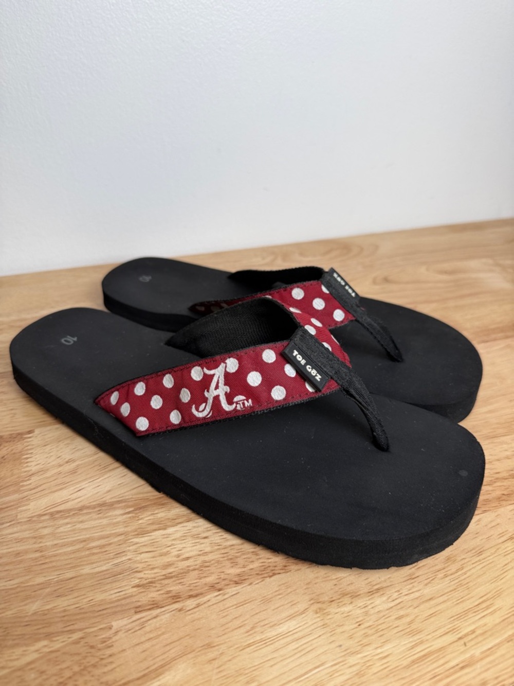 Alabama Polka Dot Logo Flip Flops - Crimson & White